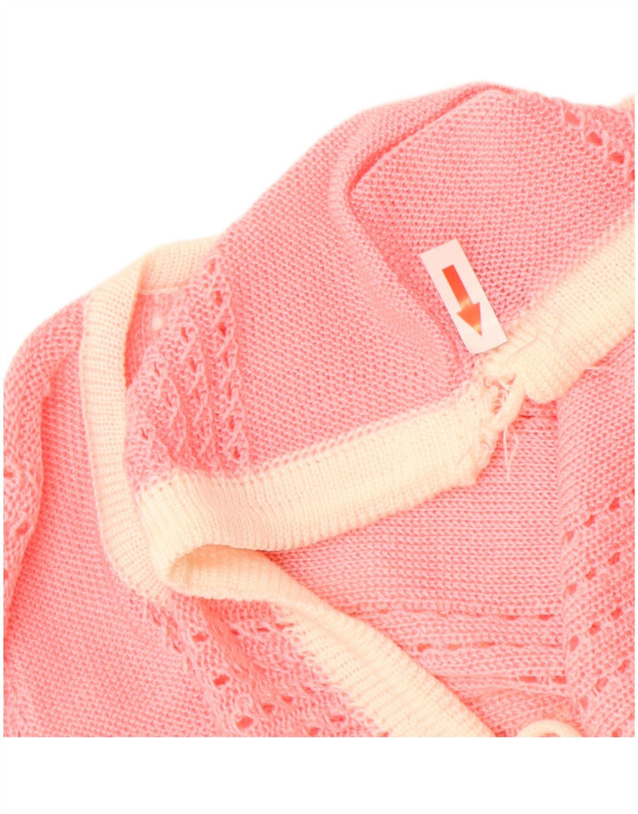 Maglione maglione vintage da donna con scollo a V UK 14 Rosa medio