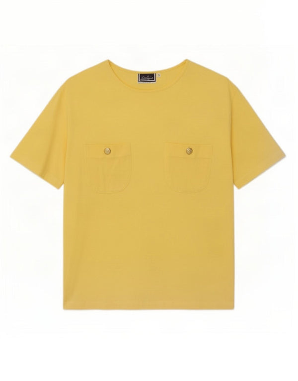 Luisa Spagnoli T-shirt oversize da donna Top UK 10 Small Giallo Cotone