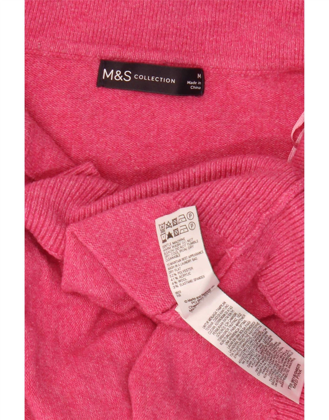 Maglione da donna Marks & Spencer con collo a polo UK 14 Poliestere rosa medio