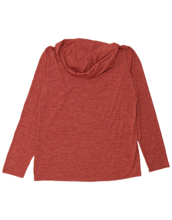 Patagonia Maglia a maniche lunghe con cappuccio da donna UK 16 Large Maroon Flecked