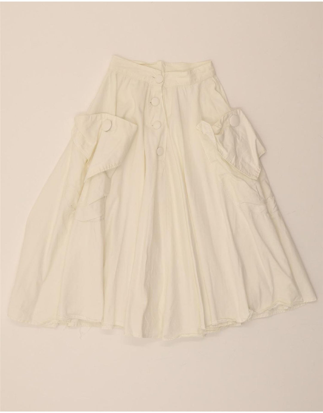 VINTAGE Womens Flared Skirt W22 2XS White Vintage Vintage and Second-Hand Vintage from Messina Hembry 