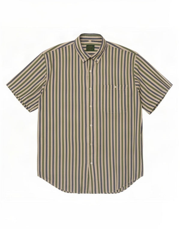 Camicia a maniche corte da uomo Green Leaves XL in seta gessata