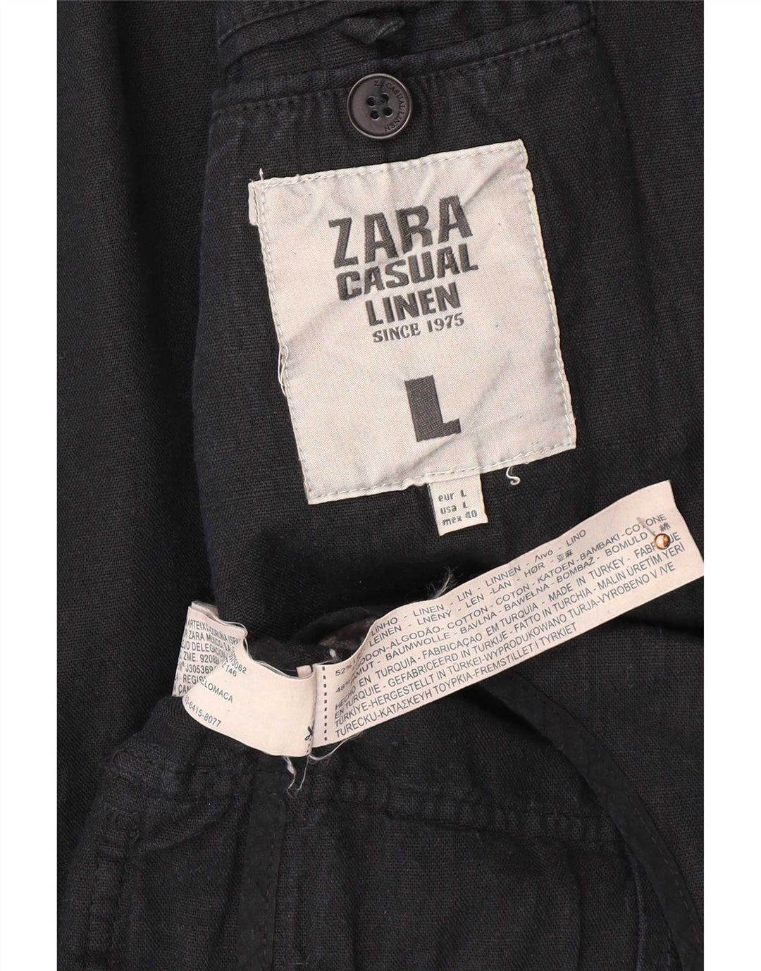 Giacca blazer da uomo a 3 bottoni Zara UK 40 grande lino blu navy