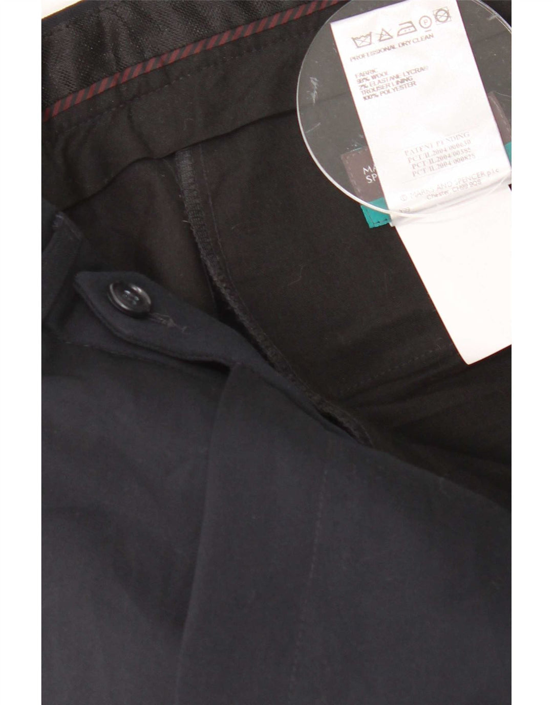 Pantaloni da abito dritti da donna Marks & Spencer W32 L33 lana blu navy