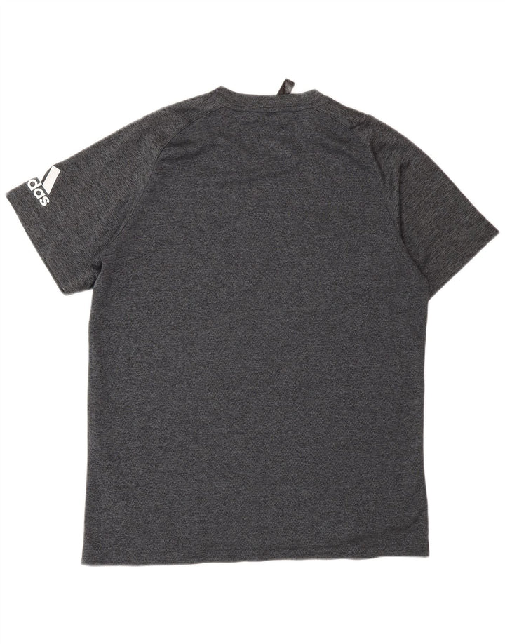 T-shirt grafica da uomo Adidas Top in poliestere chiazzato grigio medio