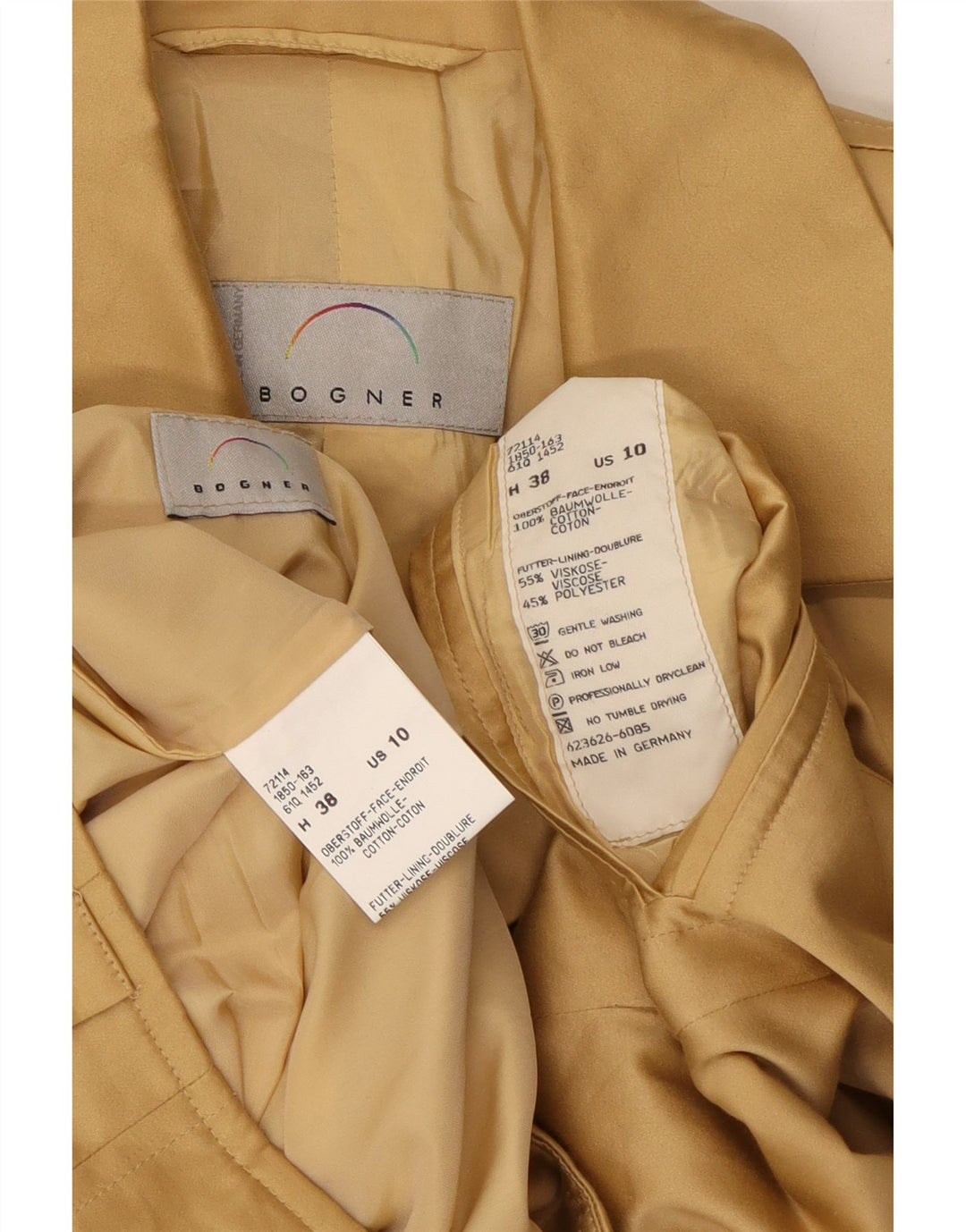 BOGNER Set gonna da donna in 2 pezzi a 4 bottoni US 10 Large W29 Cotone beige