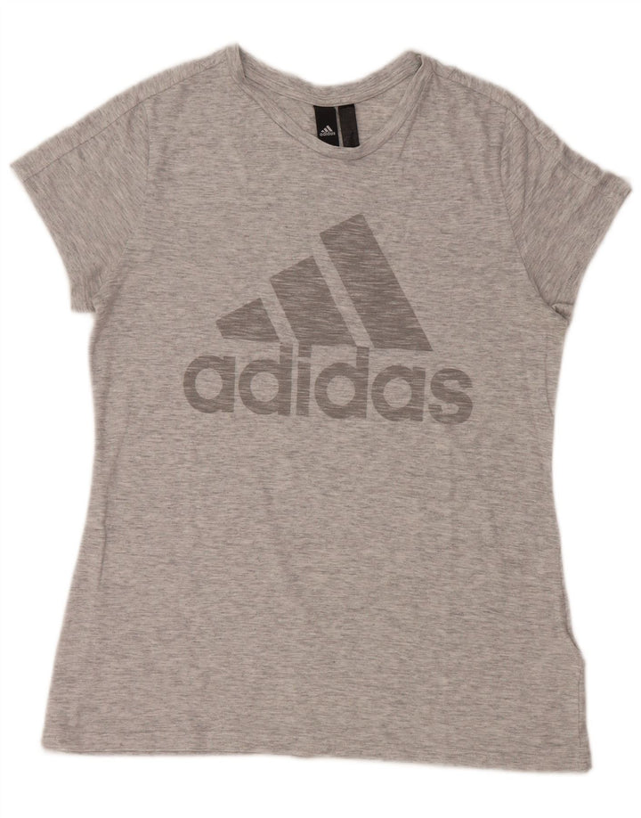 T-shirt grafica da donna ADIDAS Top UK 12/14 Poliestere screziato grigio medio