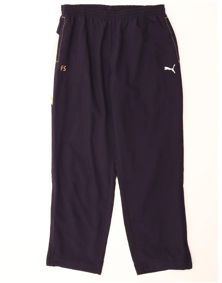 PUMA Mens Tracksuit Trousers Large Navy Blue Colourblock Polyester