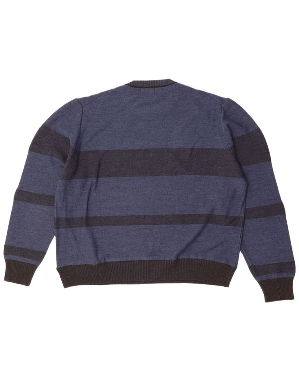 Re Del Mare Mens Crew Neck Jumper Sweater Large Blue Striped
