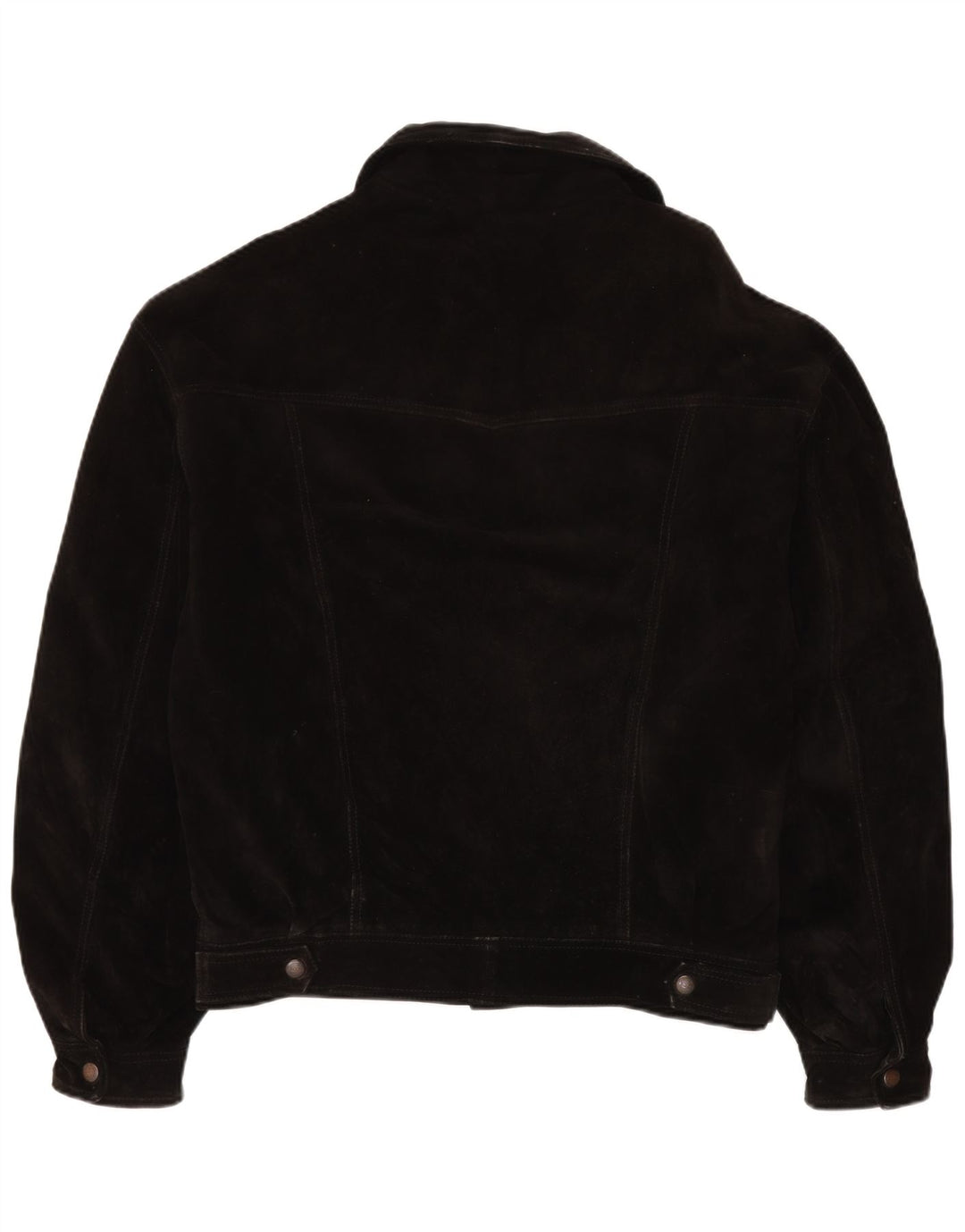 Giubbotto bomber vintage in pelle scamosciata da uomo IT 50 grande in pelle nera