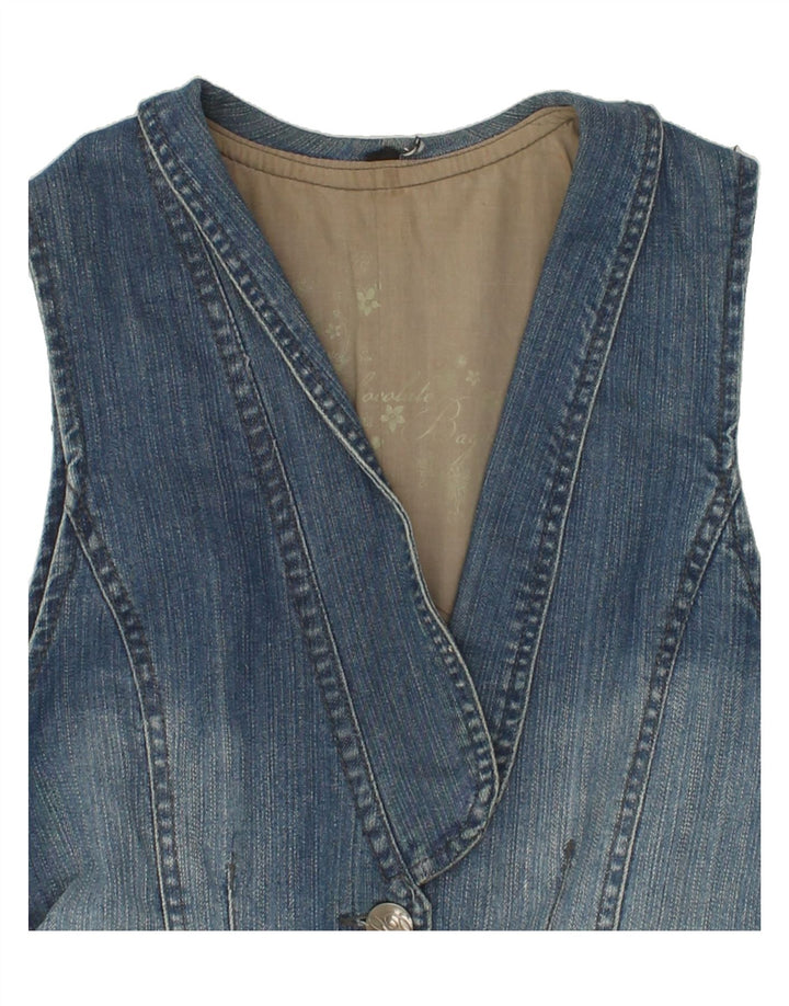 Gilet in denim da donna VINTAGE UK 12 cotone blu medio