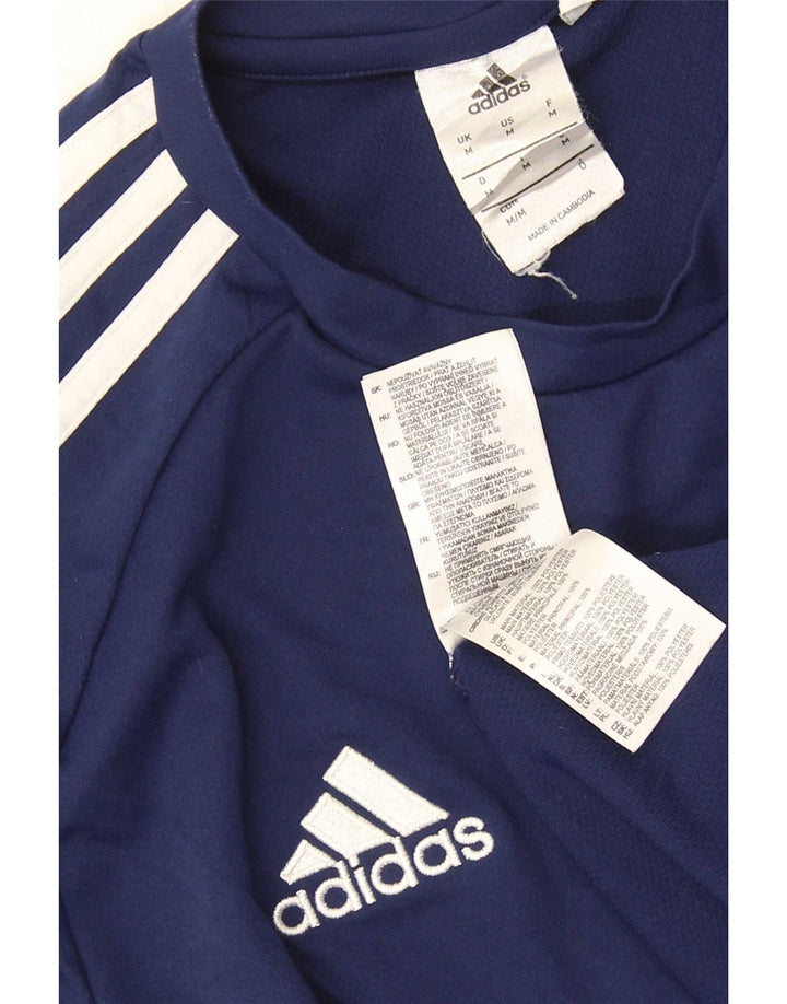 T-shirt Adidas Climalite da uomo Top medio in poliestere color block blu navy