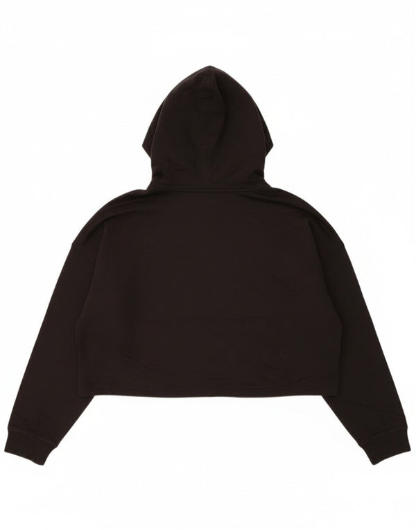 Felpa con cappuccio corta grafica oversize da donna Adidas UK 14 media nera