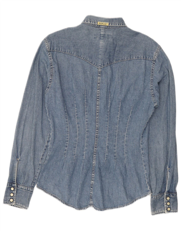 Camicia in denim da donna Replay UK 12 Cotone blu medio