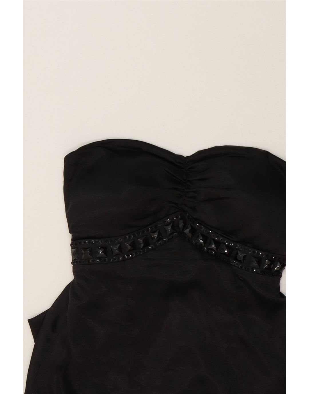 BAY Womens Strapless Dress UK 10 Small Black Floral Polyester Vintage Bay and Second-Hand Bay from Messina Hembry 