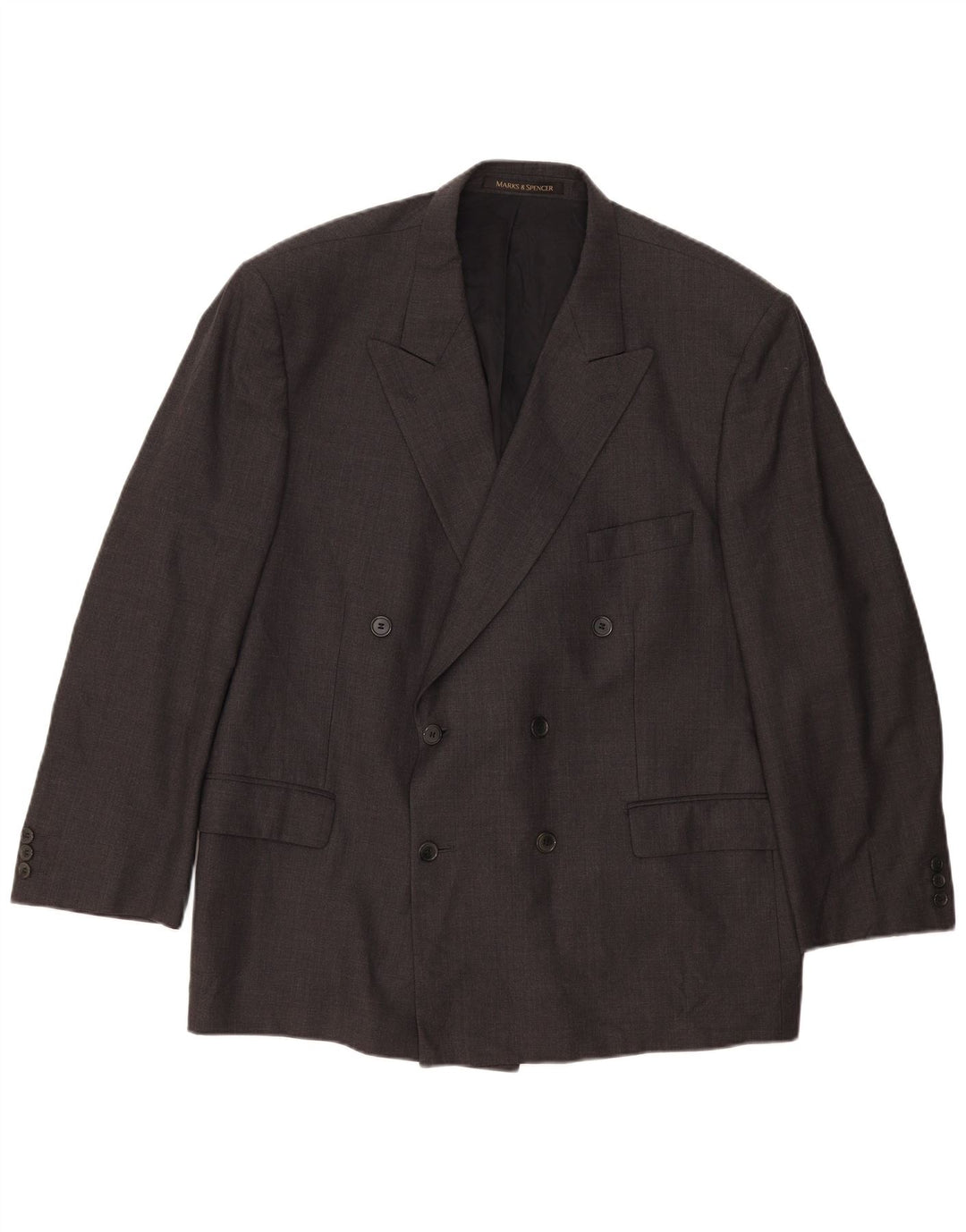 Giacca blazer doppiopetto da uomo Marks & Spencer UK 46 XL grigio lana vergine