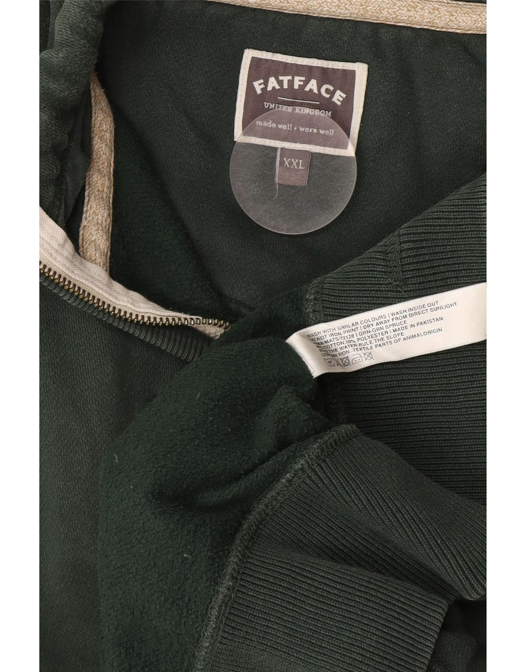 Maglione con cappuccio e zip da uomo FAT FACE 2XL cotone verde