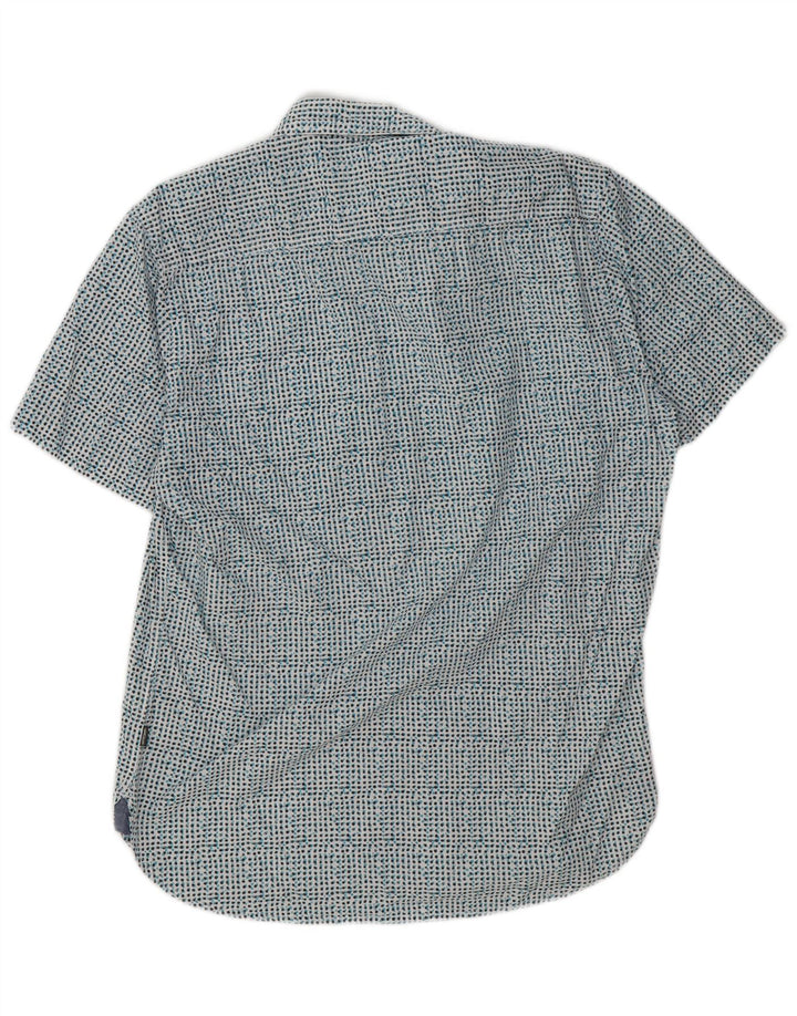 Camicia slim fit a maniche corte da uomo Camel Active, cotone maculato blu grande
