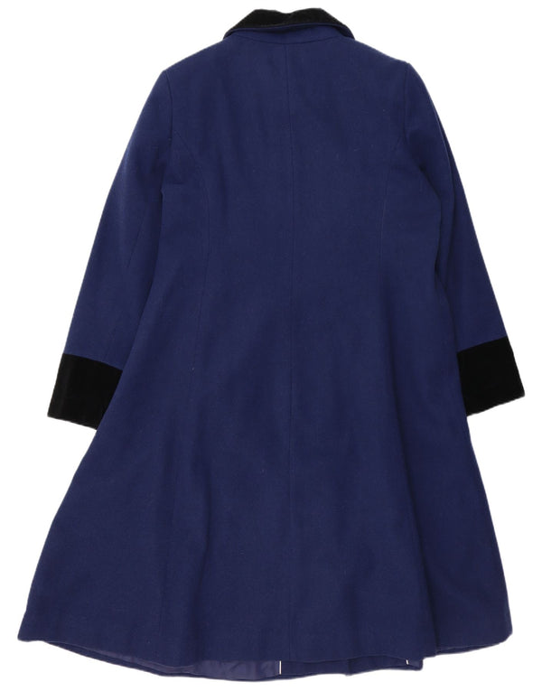 Monsoon Womens Double Breasted Coat UK 16 Large Blue Wool