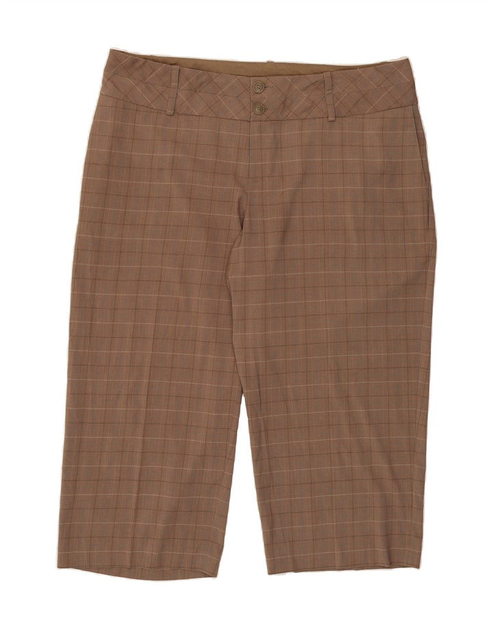 MOSSIMO Womens Stretch Capri Trousers US 20 3XL W40 L24 Brown Check Vintage Mossimo and Second-Hand Mossimo from Messina Hembry 