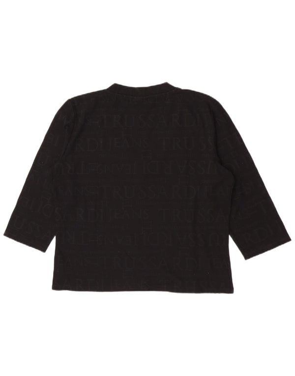 Top corto con grafica da donna Trussardi Jeans manica 3/4 UK 20 2XL Nero