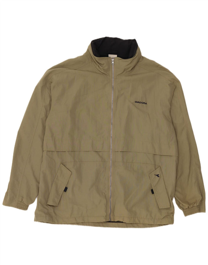 DIADORA Giacca antipioggia da uomo con cappuccio UK 42 XL Khaki Poliammide