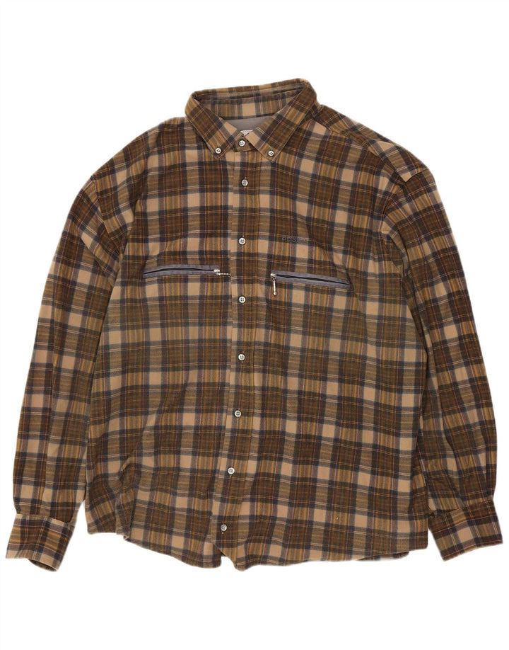 Camicia da uomo in flanella Aesse XL scozzese marrone