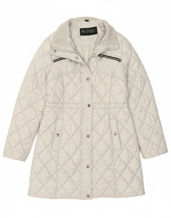 Cappotto trapuntato da donna Guess UK 14 poliestere bianco medio