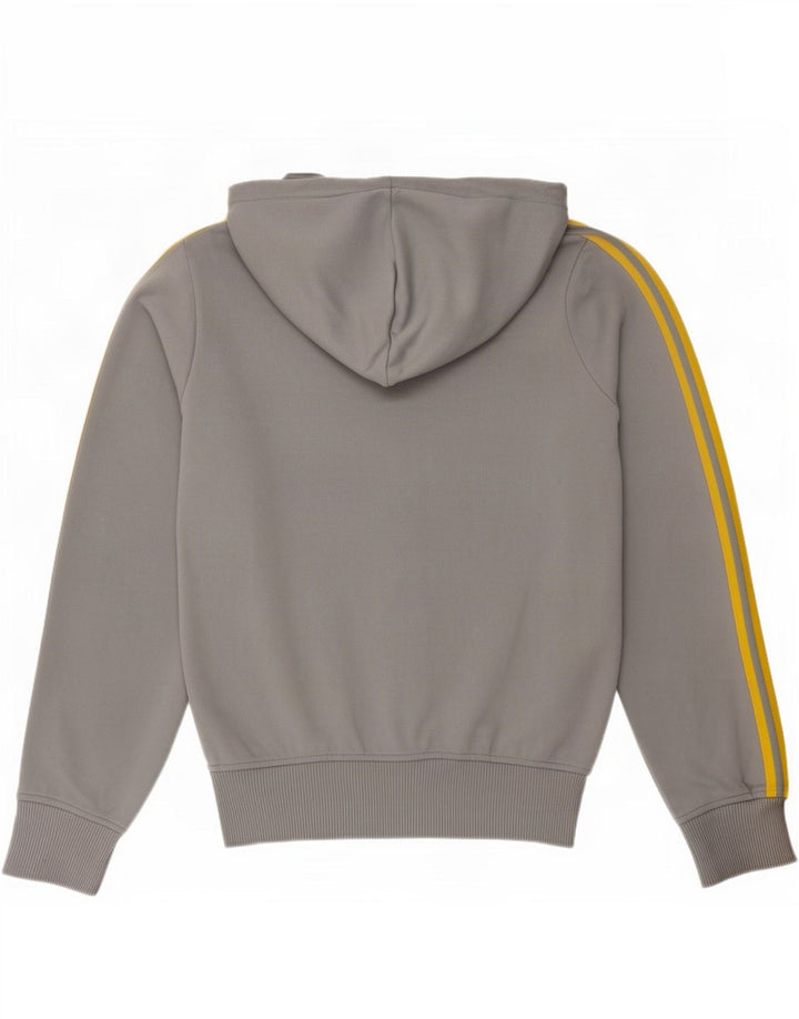Maglione con cappuccio e zip da donna Adidas UK 12 Poliestere grigio medio