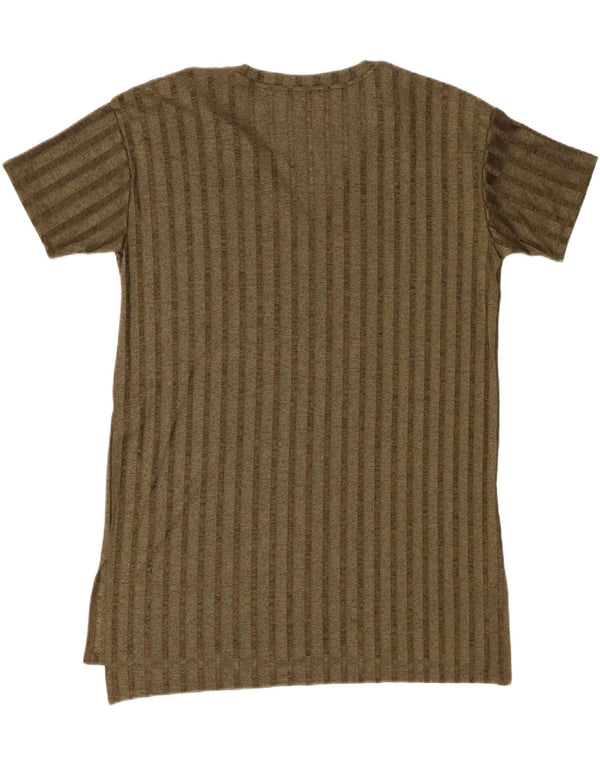 T-shirt da donna Zara UK 18 XL poliestere a righe kaki