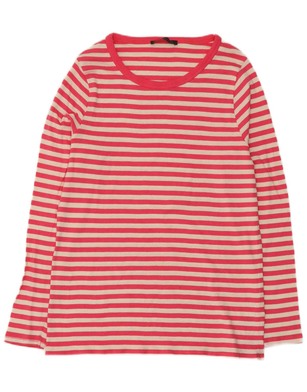 Marks & Spencer Top da donna a maniche lunghe UK 16 Large Pink Striped Cotton