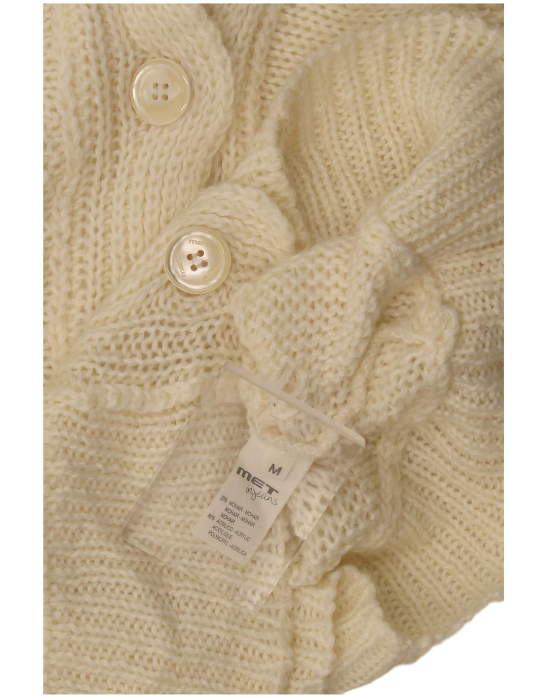 Maglione cardigan da donna MET UK 12 Mohair beige medio