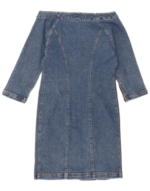 Sasch Abito da donna in denim con maniche a 3/4 spalle scoperte UK 12 Cotone blu medio
