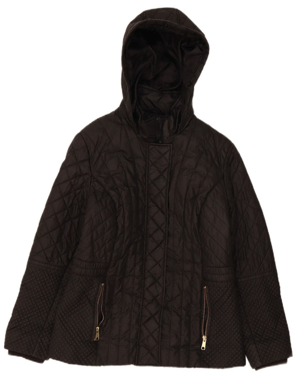 Giacca trapuntata con cappuccio da donna Marks & Spencer UK 14 grande poliestere nero