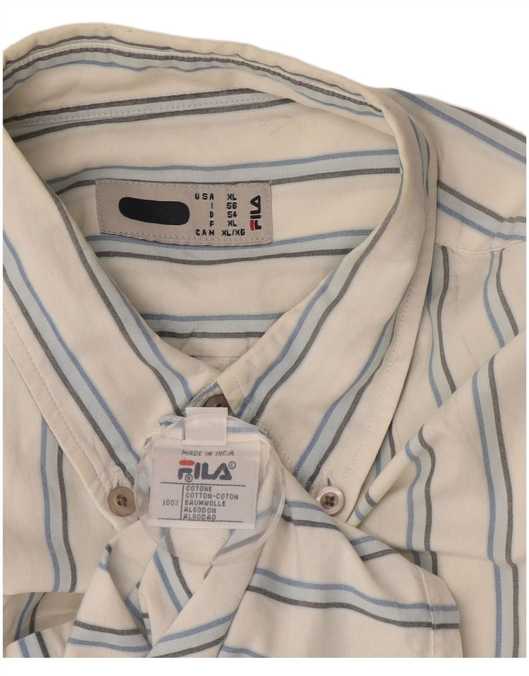 Camicia Fila da uomo XL in cotone a righe bianche