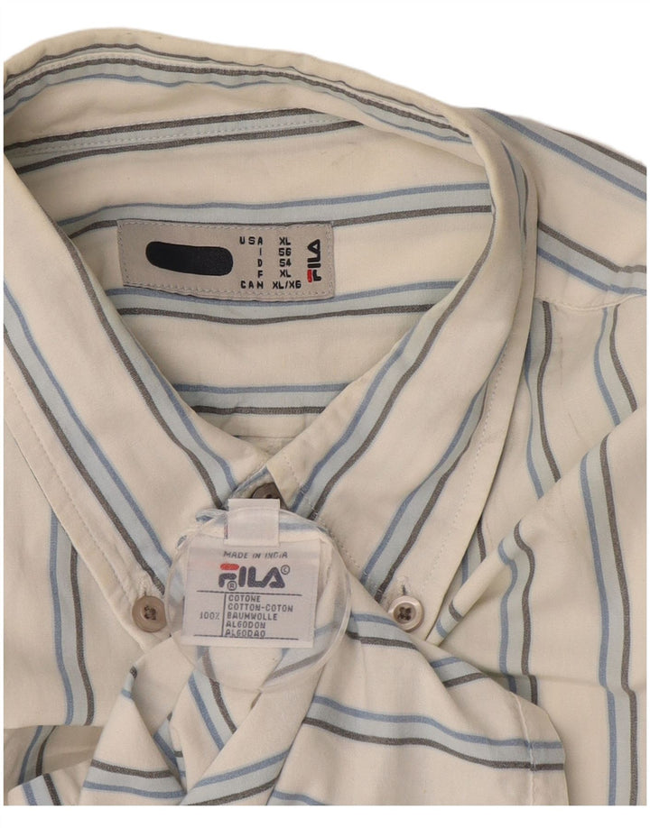 Camicia Fila da uomo XL in cotone a righe bianche
