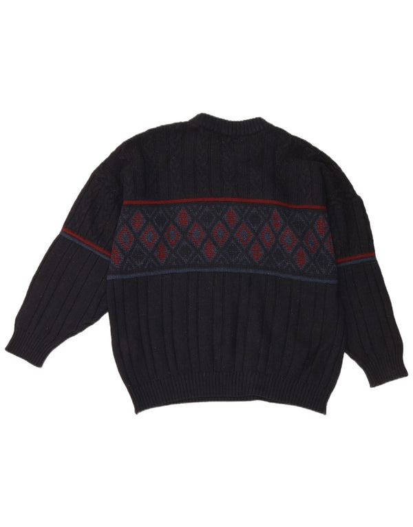 Maglione maglione girocollo da uomo St Michael UK 46 2XL Blu navy Argyle/Diamante