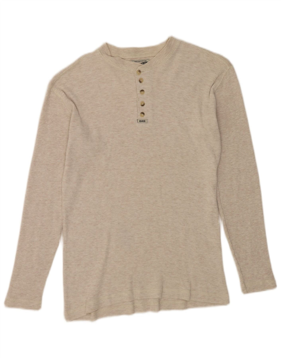 Gas Top da uomo a maniche lunghe in cotone puntinato beige