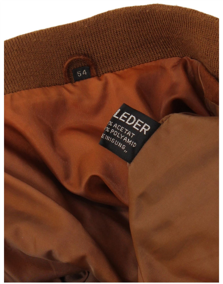 Giacca vintage in pelle scamosciata da uomo EU 54 2XL in pelle marrone