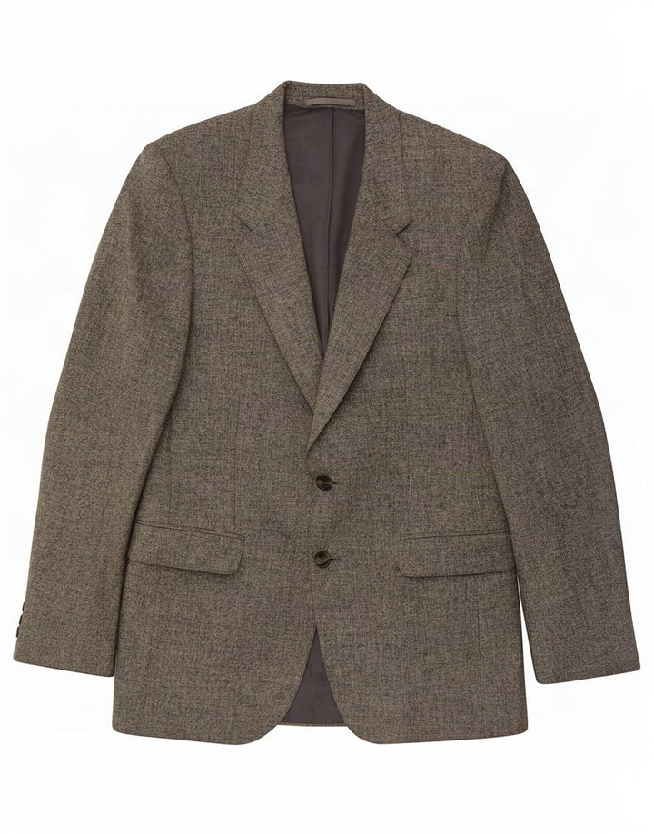 Giacca blazer da uomo a 2 bottoni Wellington UK 38 Lana screziata grigio medio