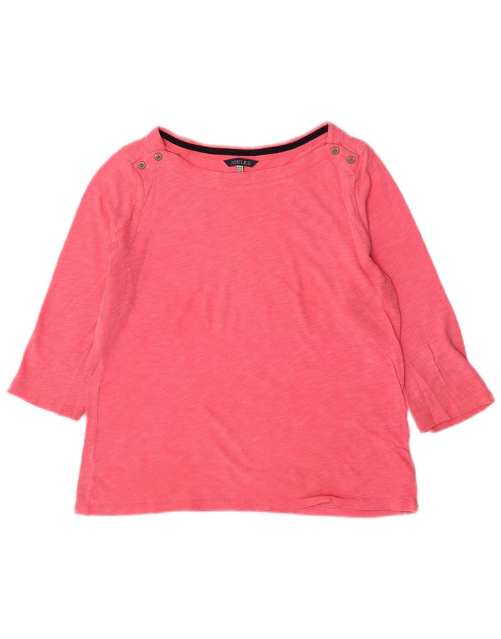 Joules Top da Donna Manica a 3/4 UK 16 Large Rosa Cotone