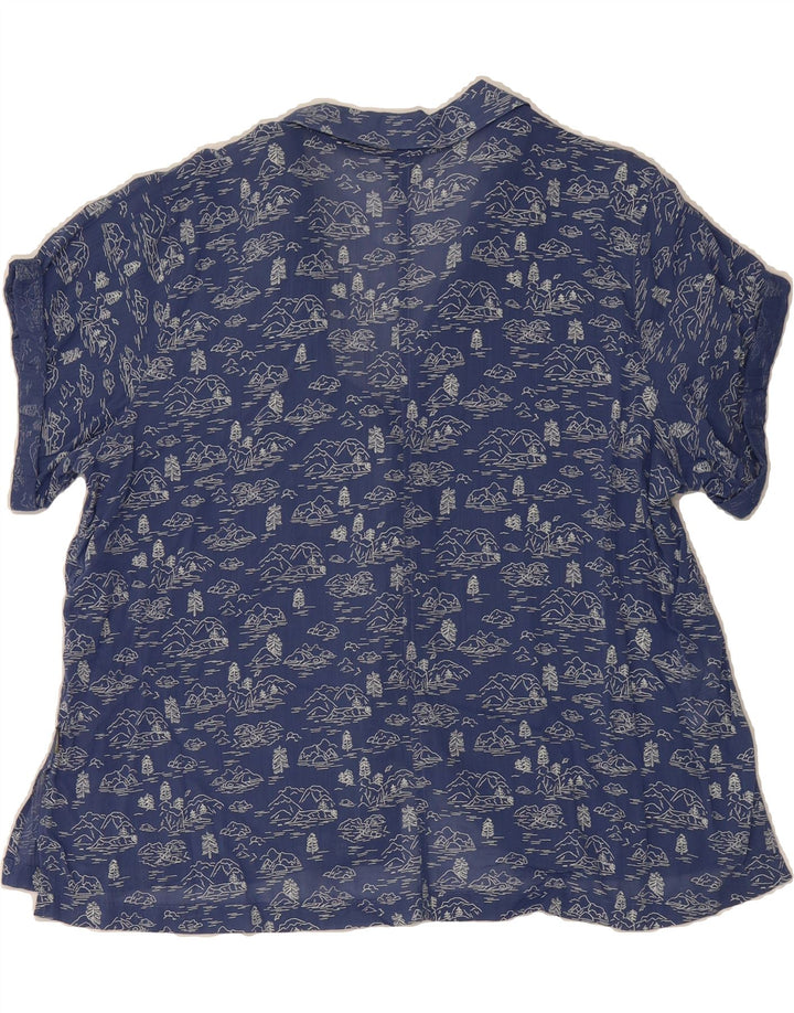 EDDIE BAUER Womens Abstract Pattern Shirt Blouse UK 18 XL Blue Vintage Eddie Bauer and Second-Hand Eddie Bauer from Messina Hembry 