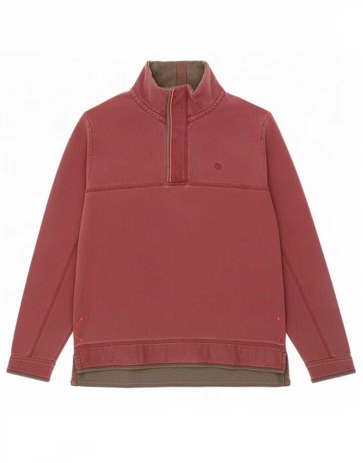 Felpa da uomo con collo con zip Fat Face, maglione grande, cotone rosso