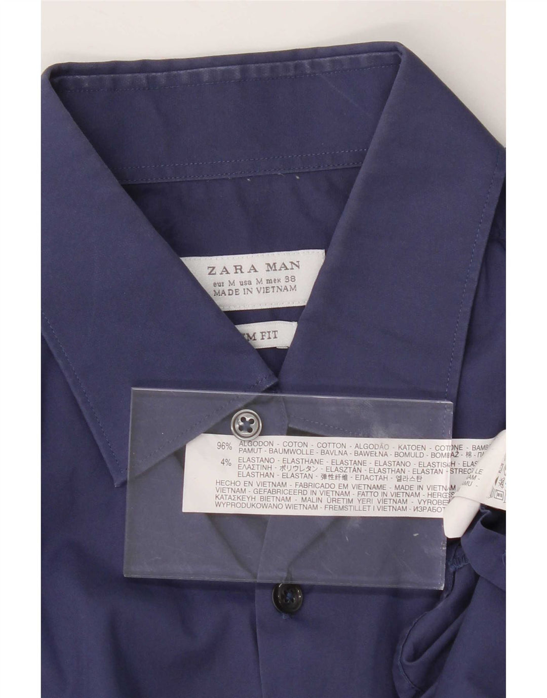 Camicia Zara da uomo slim fit in cotone blu medio