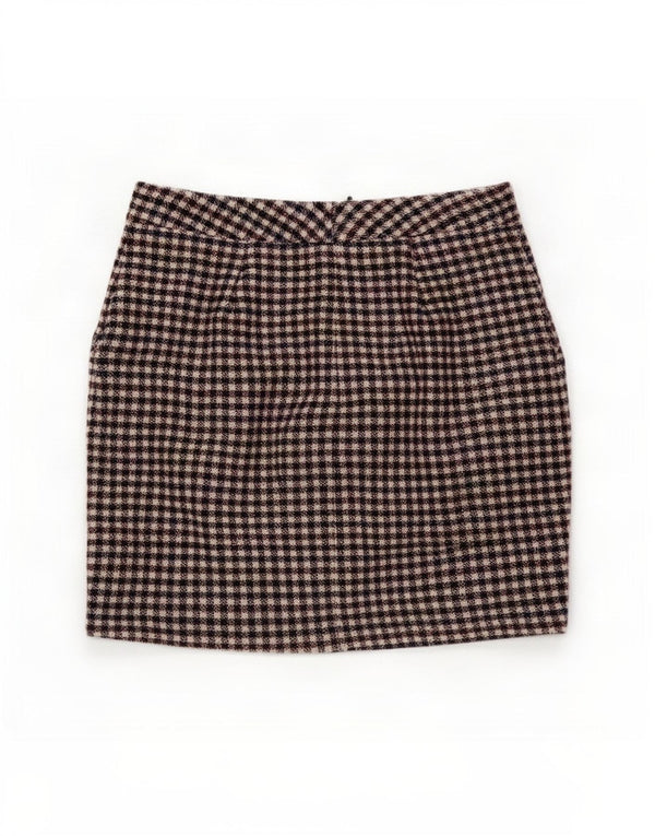Minigonna da donna Marks & Spencer UK 10 piccola W29 acrilico a quadretti bordeaux