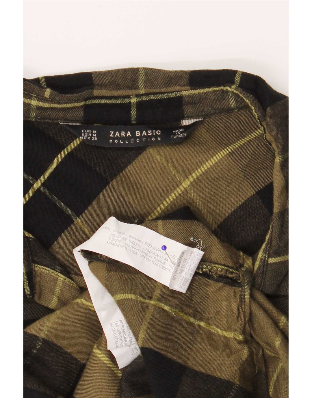 Camicia in flanella da donna Zara UK 14 Viscosa a quadri verde medio