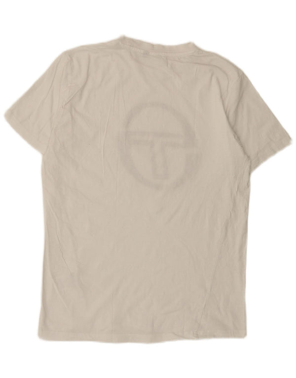 T-shirt grafica da donna Sergio Tacchini Top UK 14 grande cotone bianco