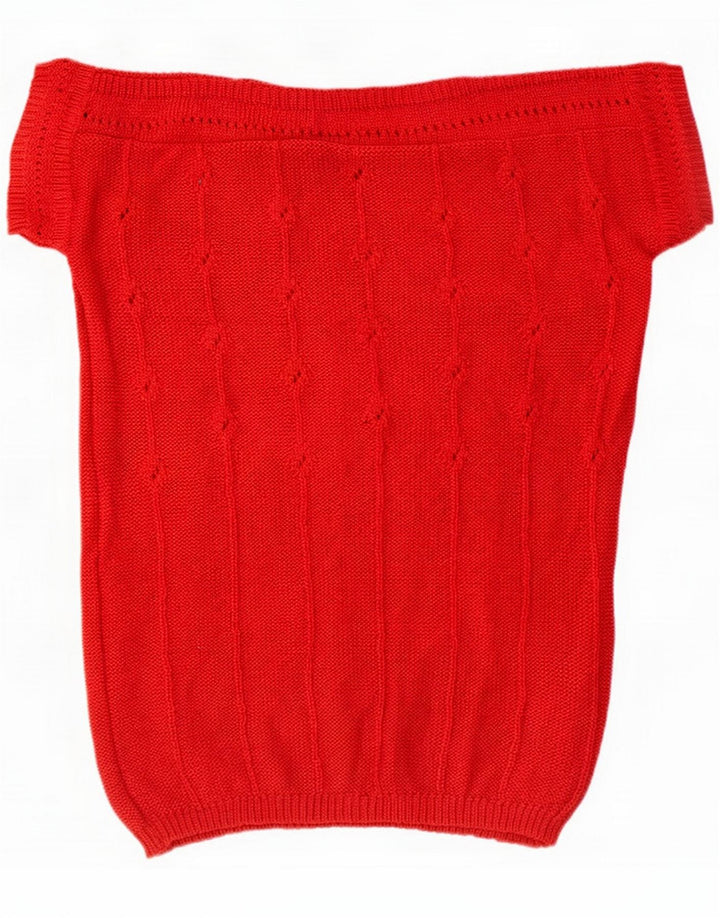 Camicetta pullover vintage da donna Top UK 10 Small Red