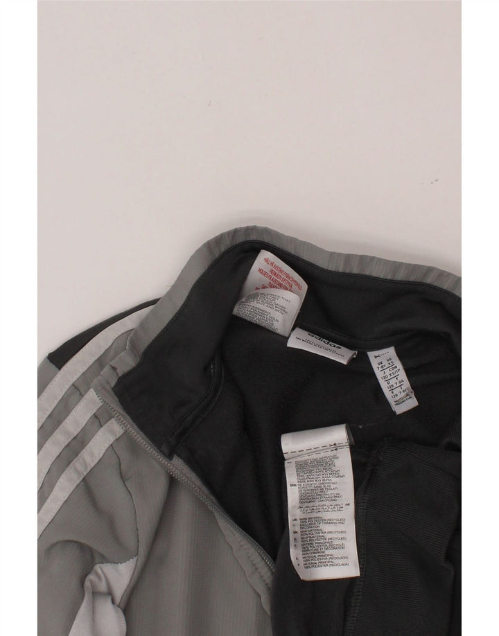 Felpa ADIDAS per ragazzi con zip e collo, 7-8 anni, colore grigio block