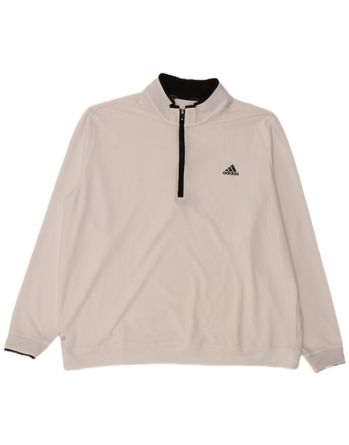Felpa ADIDAS da uomo con zip e collo, 2XL, poliestere bianco